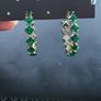 Green Gem hoop earring and ring with light gold hardware Image 3