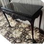 Tall  Mahogony Console Table with Glass Top Image 2
