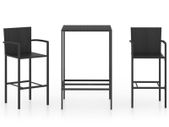 3 Piece Garden Bar Set Poly Rattan Black