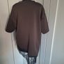 Brown short sleeved top with black lace trim Image 2