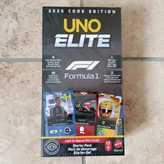 Mattel 2025 UNO Elite Formula 1 Starter Pack Card Game with Boosters and Promos