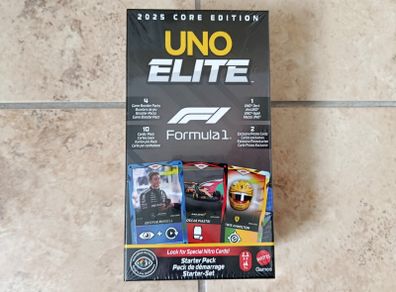 Mattel 2025 UNO Elite Formula 1 Starter Pack Card Game with Boosters and Promos