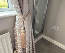 Curtains, pole and tie backs