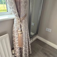 Curtains, pole and tie backs