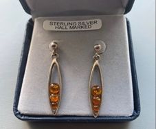 Sterling Silver Amber Earring