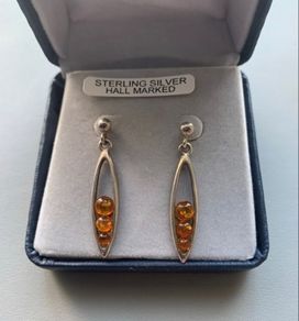 Sterling Silver Amber Earring