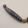 Vintage 3 Eyes Himalayan Tibetan Agate Dzi Bead Amulet Pendant Necklace Image 10