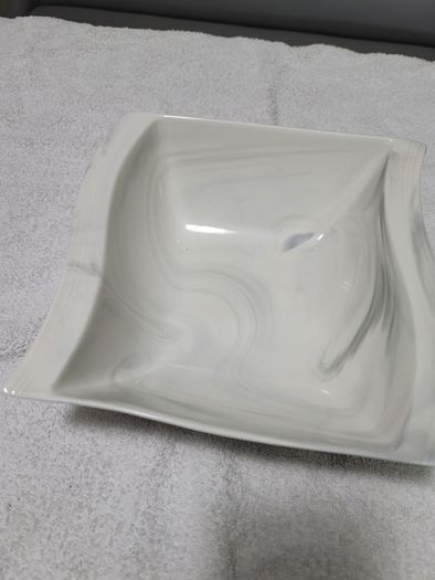 Stylish Modern Porcelain China Square 55 Piece Dinner Set, Marble Grey, Dinnerware, Dinner Party Set. Plates, Cups Mugs Bowls Egg Cups