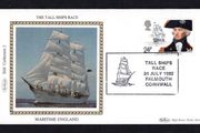 1982 Great Britain Benham Silke Cover showing The Tall Ships Race tying 24p Lord Nelson and H.M.S. Victory commemorative stamp