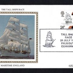 1982 Great Britain Benham Silke Cover showing The Tall Ships Race tying 24p Lord Nelson and H.M.S. Victory commemorative stamp