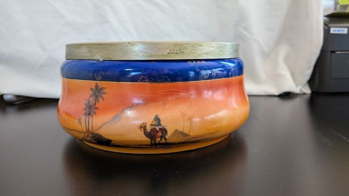 Antique Camel Desert Hand Painted Bowl Cobalt Blue EPNS Rim Noritake Style