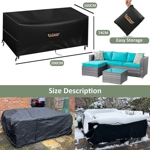Outdoor Garden Furniture Covers Waterproof with Air Vent, Patio Table and Chair Set Cover, Heavy Duty Oxford Fabric 200X160X74cm