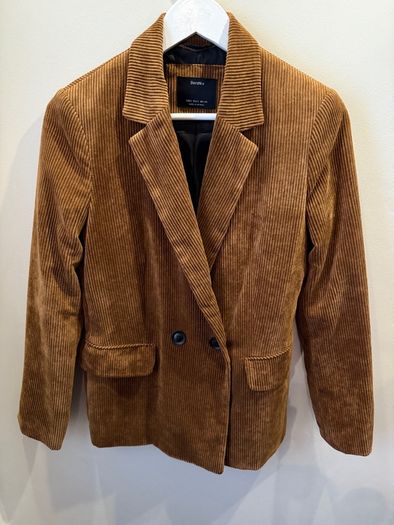 BERSHKA Tan Corduroy Blazer Jacket Size S!
