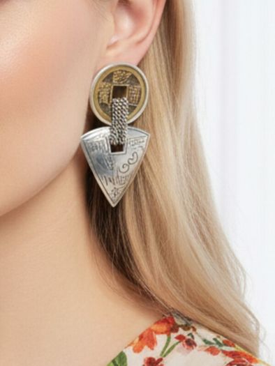 Vintage 925 Sterling Silver Chunky Heavy Stud Earrings