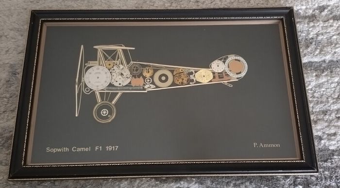 P.Ammon Sopwith Camel F1 1917 Watch parts art-Original 1987