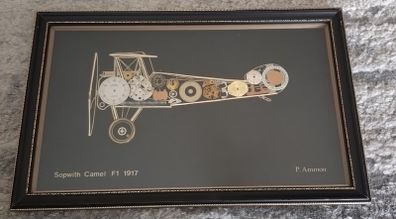 P.Ammon Sopwith Camel F1 1917 Watch parts art-Original 1987