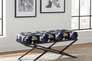 Metal frame bench with velvet seat