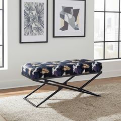 Metal frame bench with velvet seat