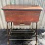 Vintage Kitsch vinyl covered sowing box stool with magazine rack c1950 Image 8