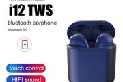 08441 i12 TWS Blue - Universal Bluetooth Earbuds With Charging Dock