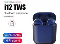 main image for ad 08441 i12 TWS Blue - Universal Bluetooth Earbuds With Charging Dock