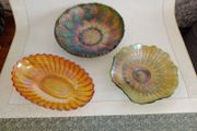 Vintage Carnival Glass Bowls x 3