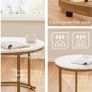 Round Coffee Tables, Removable Set of 2 End Table, Nesting Tables with Gold Metal Frame Legs and Marble White Top for Living Room, Bedroom, Office, Balcony, Apartment (White) Image 5