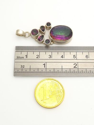 Vintage 925 Sterling Silver & Mystic Topaz Pendant