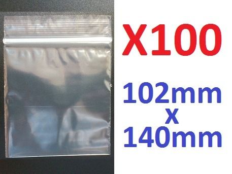 New 100x 102mm x 140mm Grip Seal Ziplock Premium Bags Zipper Lock Clear #232