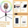 10" Ring Light with Stand and Phone Holder, RGB Dimmable Ring Light with 4 Light Modes and Bluetooth Remote for Tiktok/YouTube/Instagram/Photography/Makeup/Online Meeting Image 4