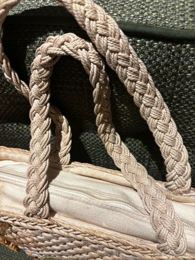 Capelli Straworld Straw Art Bag - Embellished with Shells, Beach Material, Flip Floos etc - see photos