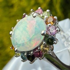 Ethiopian Opal Multi-Tourmaline Solitaire Ring