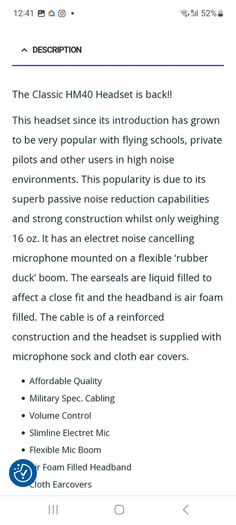 HM 40 headset