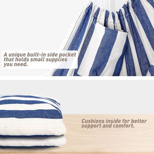 NEW SALE | Hammock Chair Hanging Swing 2 Seat Cushions Included,Strong Webbing Straps and Hooks for Easy Hanging Soft Cotton Weave Hanging Chair Side Pocket Large Tassel Chair Set Comfort Indoor Outdoor