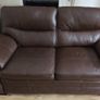 leather sofa plus footstools. 1 year old Image 2