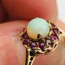 Vintage 9ct Yellow Gold Ruby & Fiery Opal Cluster Ring Image 5