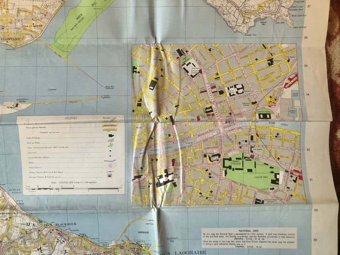 Vintage 1965 Map Of Dublin