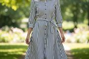 River Island Black White Stripe Dress Size 16