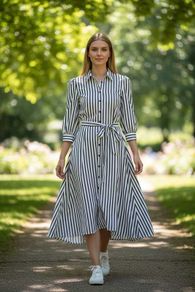 River Island Black White Stripe Dress Size 16