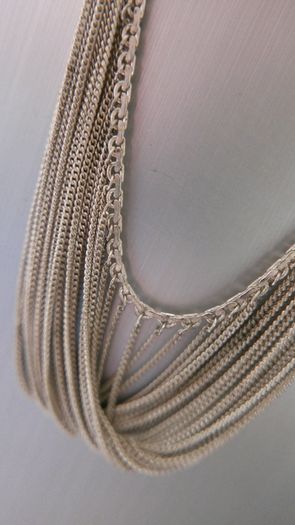 Vintage Disco Era 925 Sterling Silver Bib Necklace 27,4g  L-18"