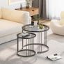 Round Coffee Tables, Set of 2 End Table, Nesting Tables, Side Table with Metal Frame Image 4