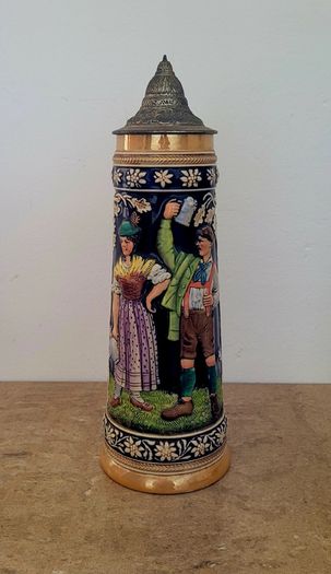 Antique German lidded beer stein