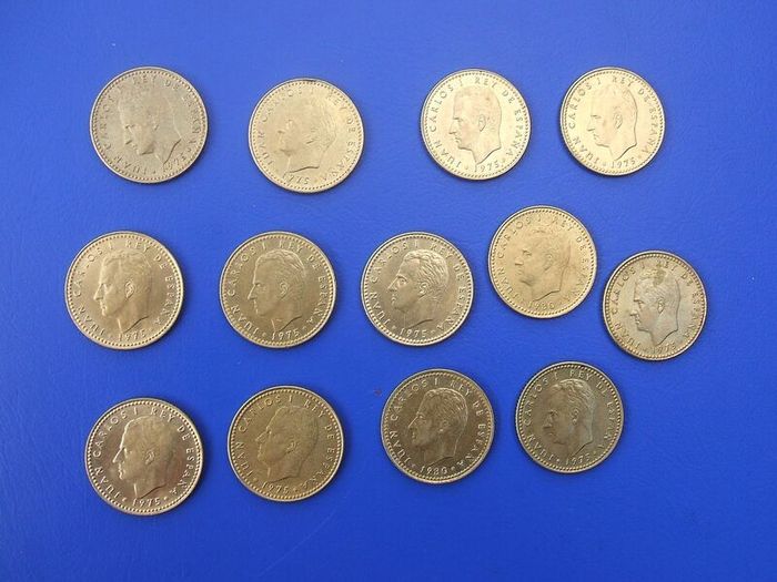 SPANISH PESETA x 13 (Madrid mint) - including two Espana '82 World Cup coins
