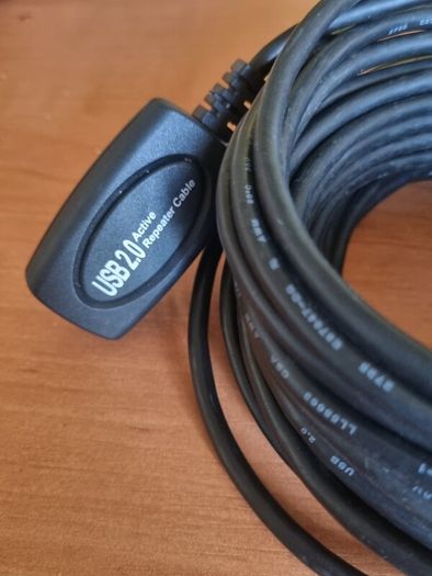 USB 2.0 Active Repeater Cable, specifically a PTC 32Ft (roughly 10 meters) model designed to extend USB signal range