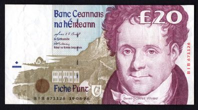 1996 Ireland IR20 Daniel O Connell Banknote Series C. Note issued 18/08/96. Serial number BIB671126