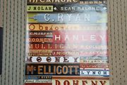 Large poster of Irish name signs on shops and pubs