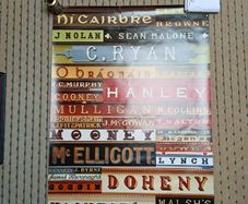 Large poster of Irish name signs on shops and pubs