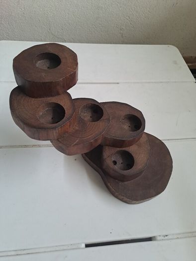 Teak Candle Holder