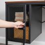_Computer Desk with Mesh Door and Adjustable Shelf Industrial Steel Frame Vintage Brown/Black Image 3