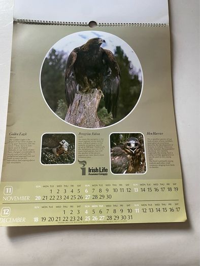 Vintage corporate promotional calendar from the 1980s of wildlife